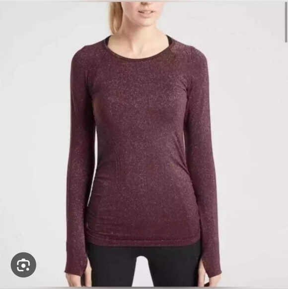 💜Athleta Speedlight Glow Top - Antique Burgundy Sparkle - Womens XS - Picture 3 of 10